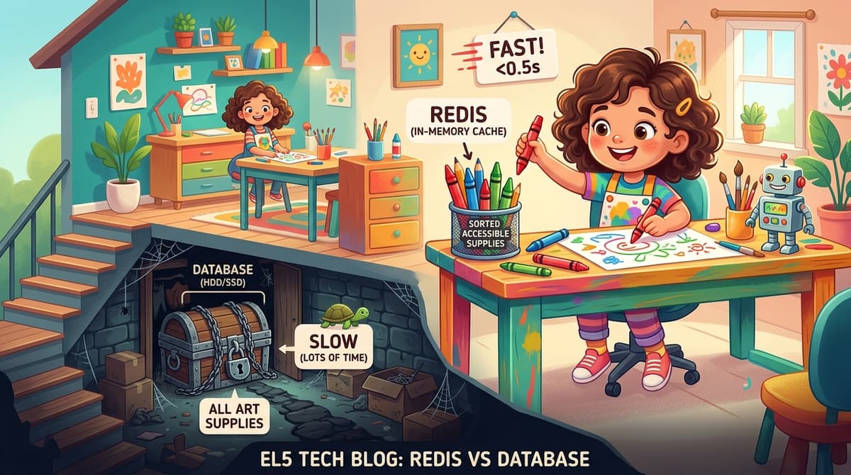 Redis Caching Explained: The Desk vs. The Big Basement Closet